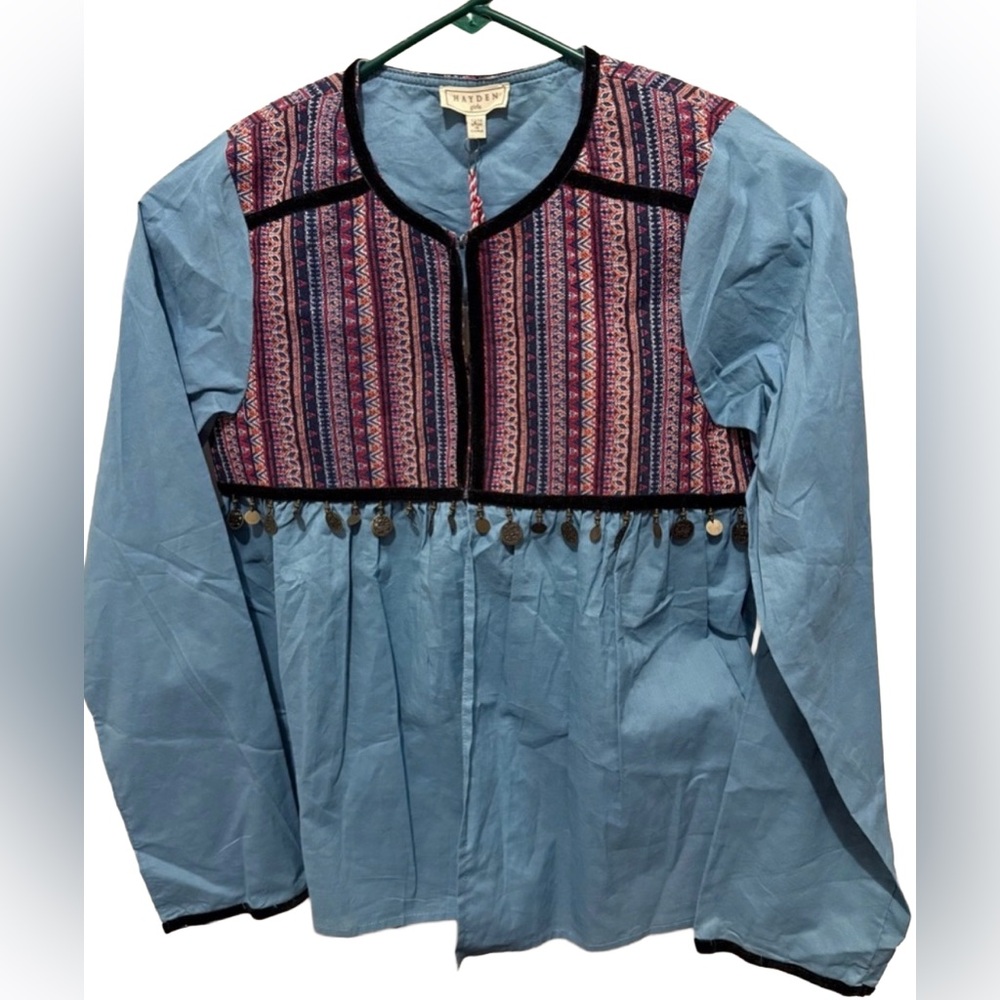 Hayden Blue Girls' 13/14 Jacket  with Embroidered Pattern and Eyelet Closure boh